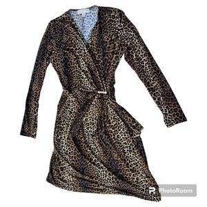 Michael Kors Cheetah / Leopard print wrap dress women's size Medium